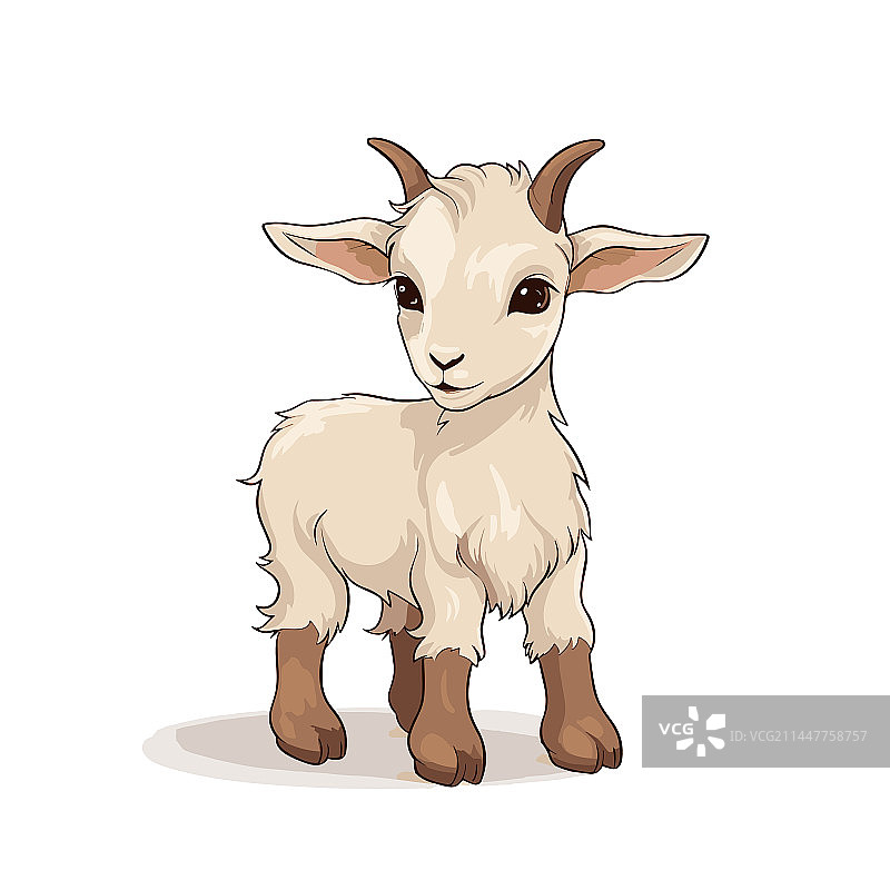 手绘涂鸦风格卡通小山羊图片素材