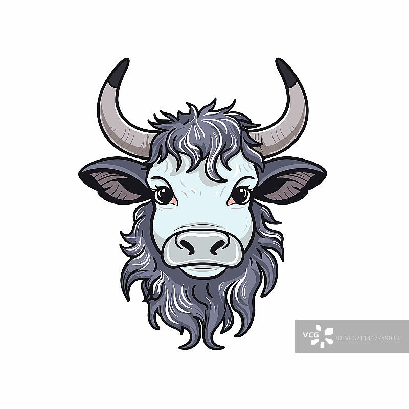 手绘小母牛涂鸦风格卡通图片素材