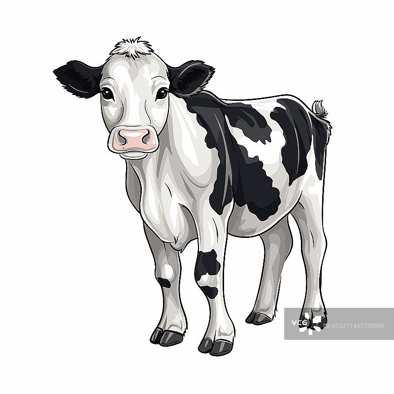 手绘小母牛涂鸦风格卡通图片素材