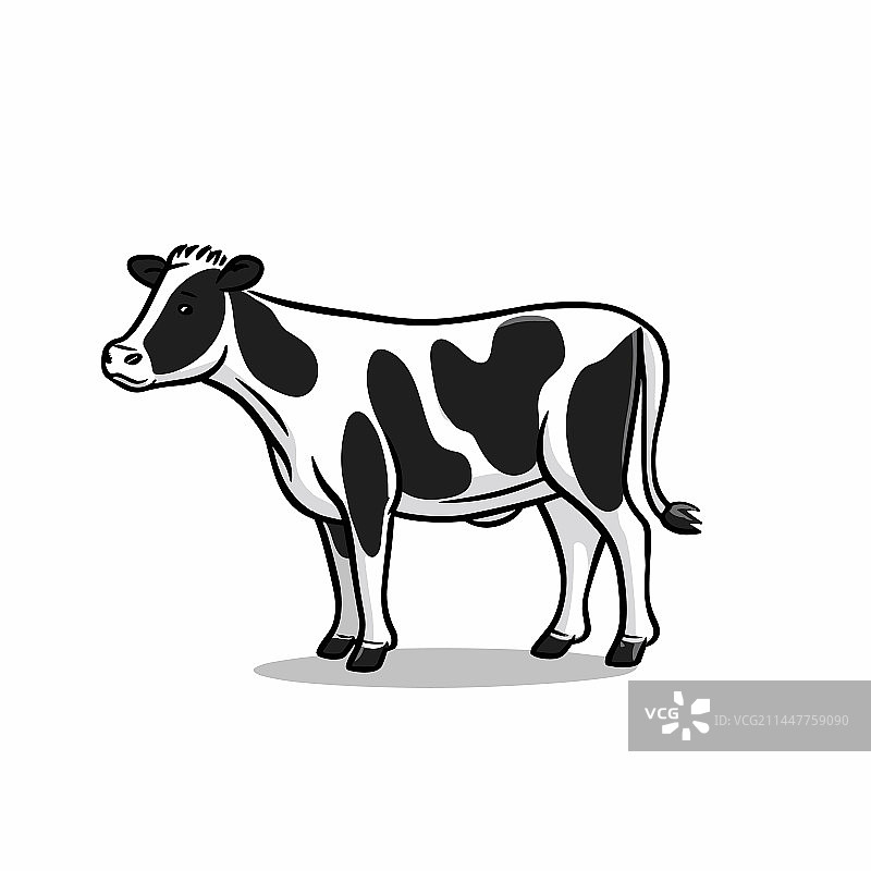 手绘小母牛涂鸦风格卡通图片素材