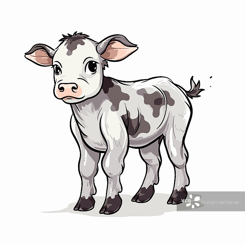 手绘小母牛涂鸦风格卡通图片素材