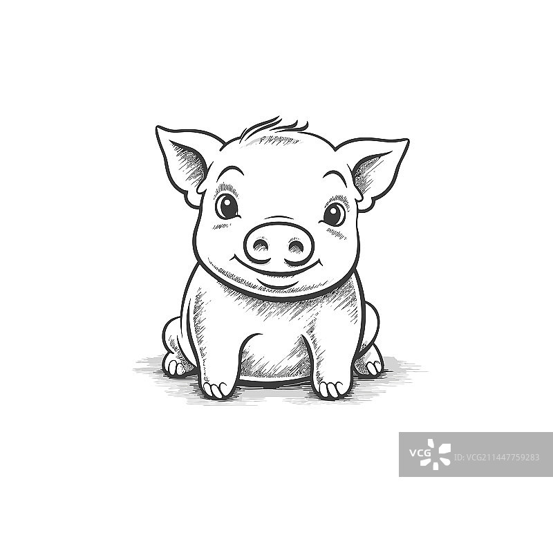 手绘卡通猪涂鸦图片素材