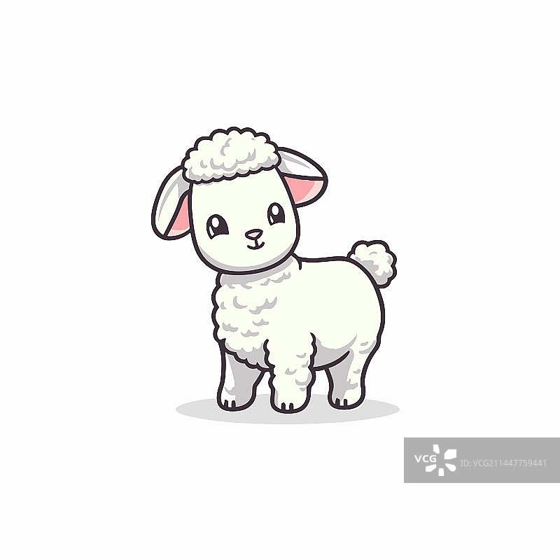手绘涂鸦风格卡通羊羔图片素材