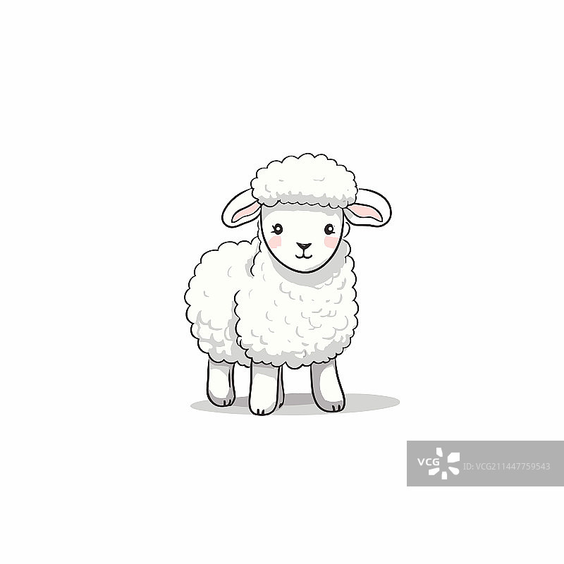 手绘涂鸦风格卡通羊羔图片素材