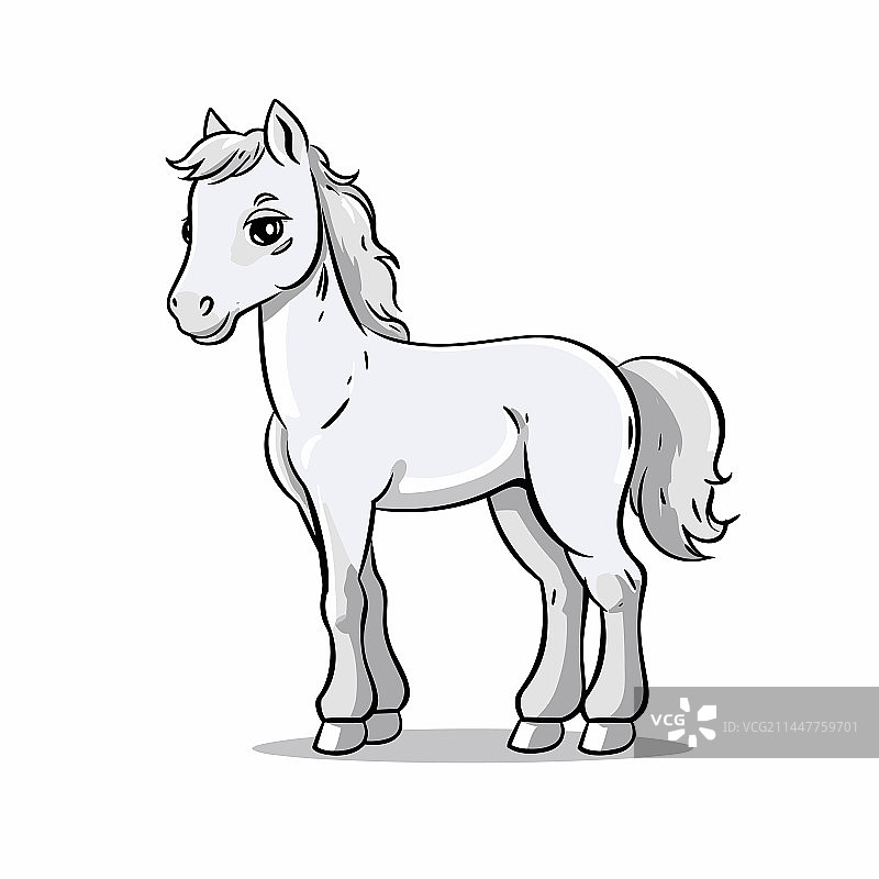 手绘母马涂鸦风格卡通图片素材