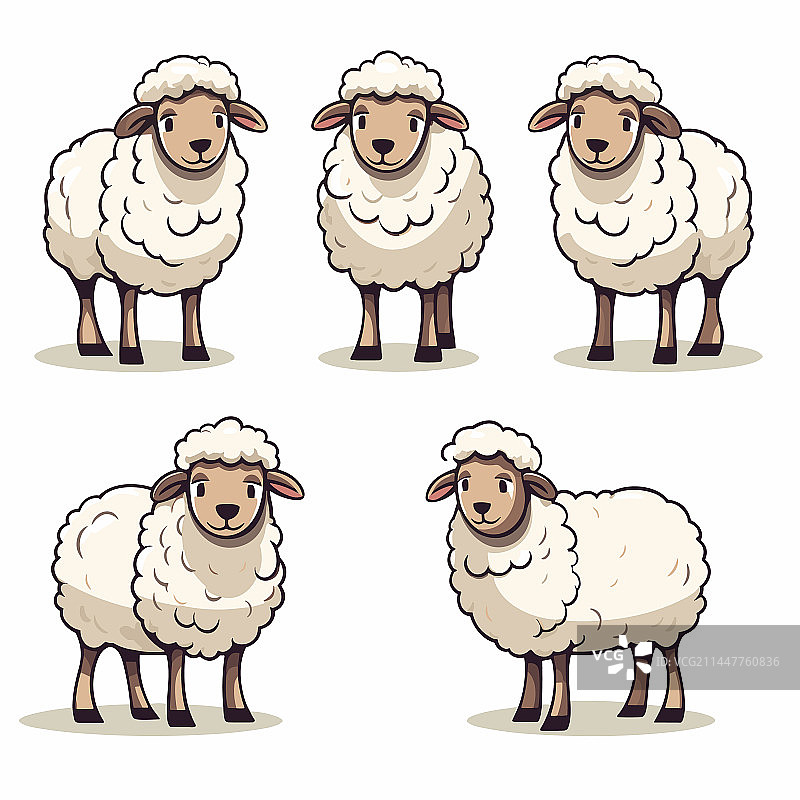 手绘涂鸦风格绵羊卡通图片素材