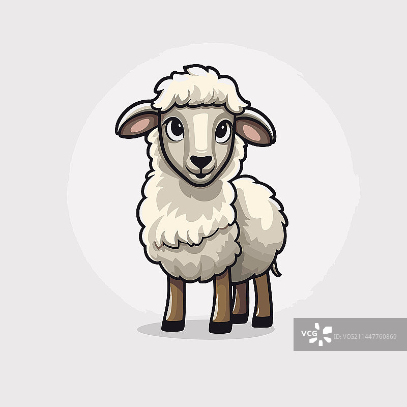 手绘涂鸦风格绵羊卡通图片素材