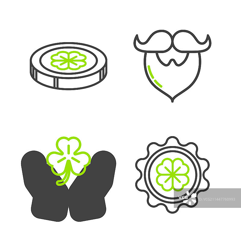 瓶盖与四叶草元素图片素材