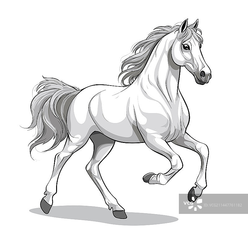 手绘骏马涂鸦风格卡通图片素材