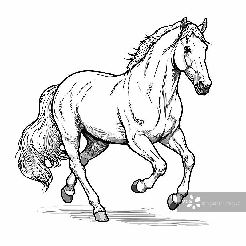 手绘骏马涂鸦风格卡通图片素材