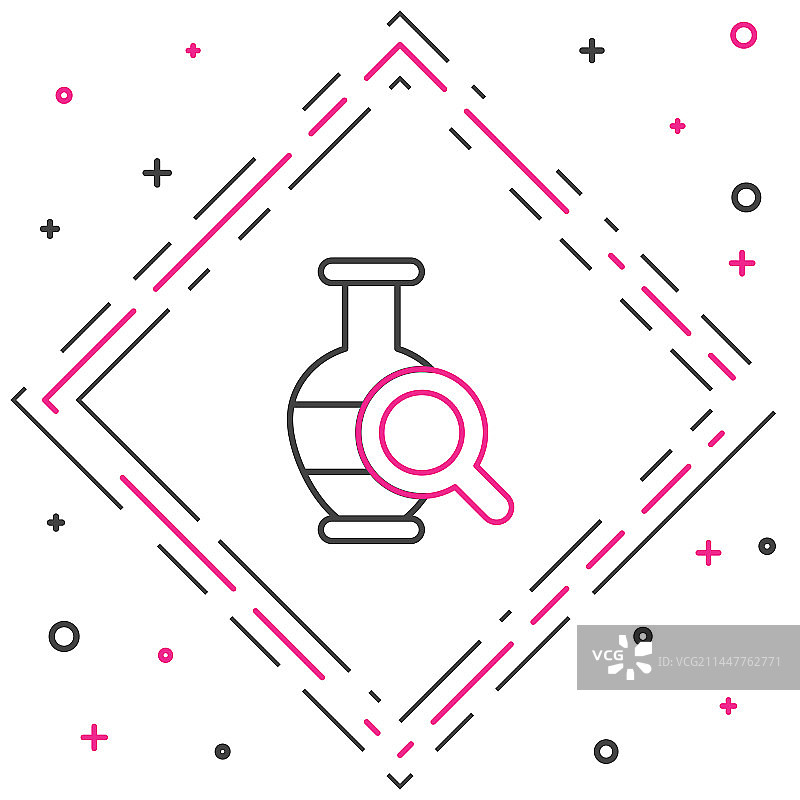 白色背景上的古老双耳细颈瓶线条图标图片素材