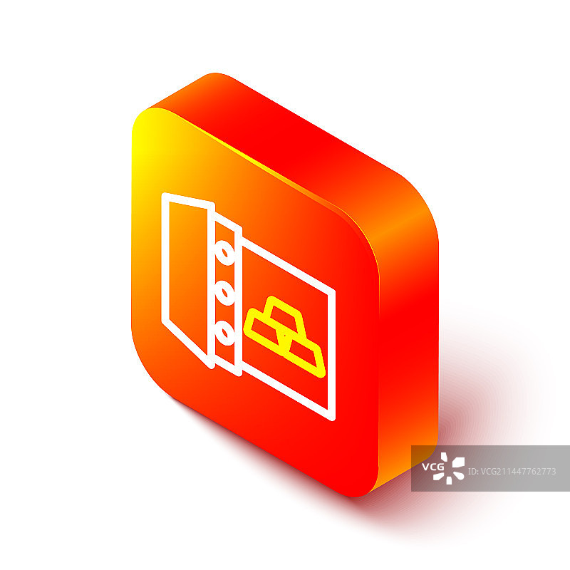 2.5D线条金条保险箱图标图片素材