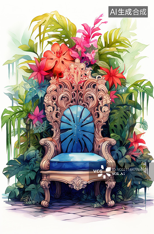 【AI数字艺术】白色背景下的植物特写镜头图片素材