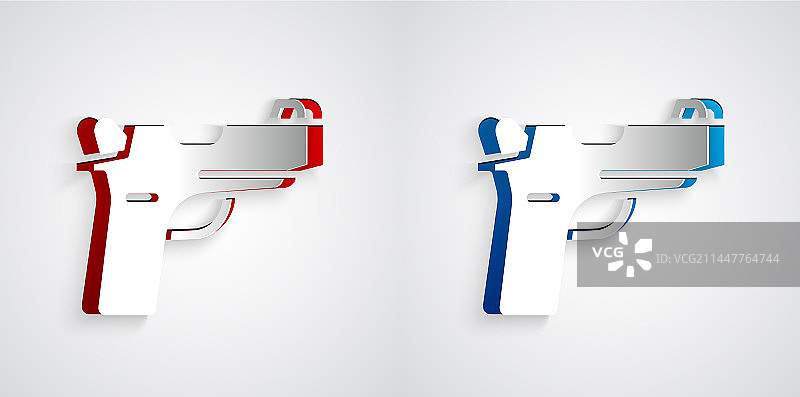 灰色背景上的剪纸手枪图标图片素材