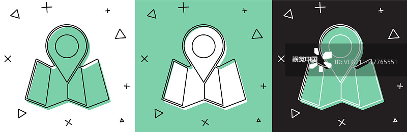 折叠地图定位标记图标素材图片素材