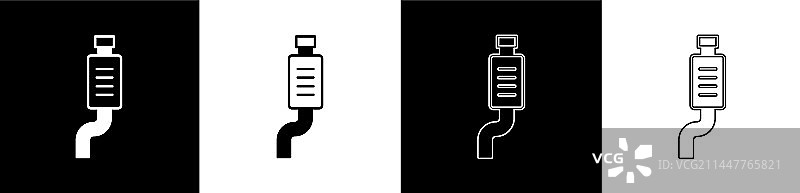 黑色和白色背景上的汽车消声器图标图片素材