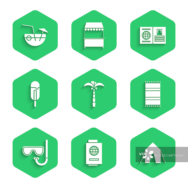 热带棕榈树护照与机票合集图片素材