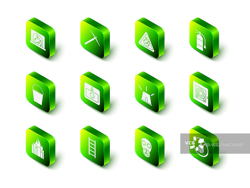 三角形火焰灭火器和鹤嘴锄图片素材