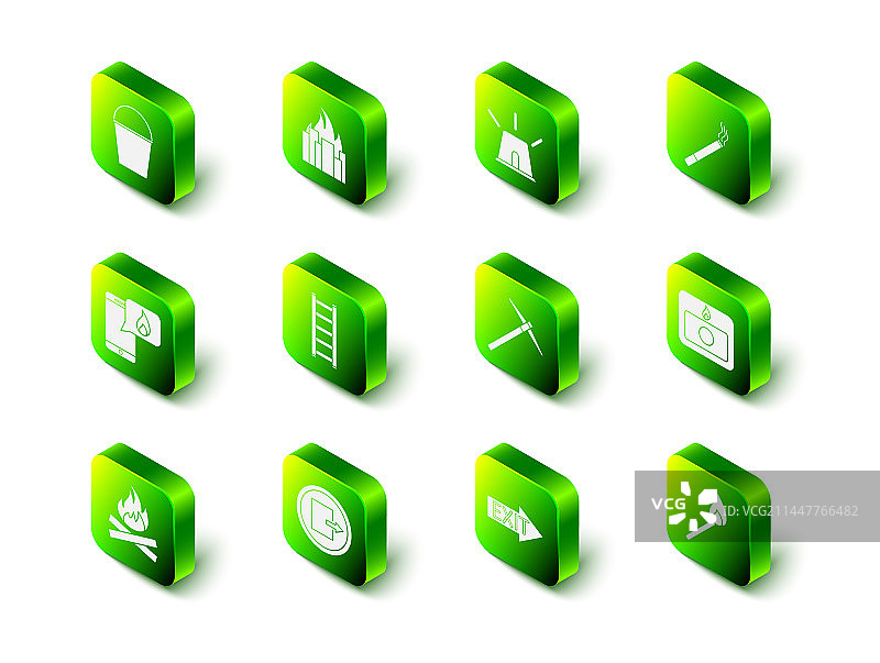 燃烧建筑物中的火灾警报器图片素材