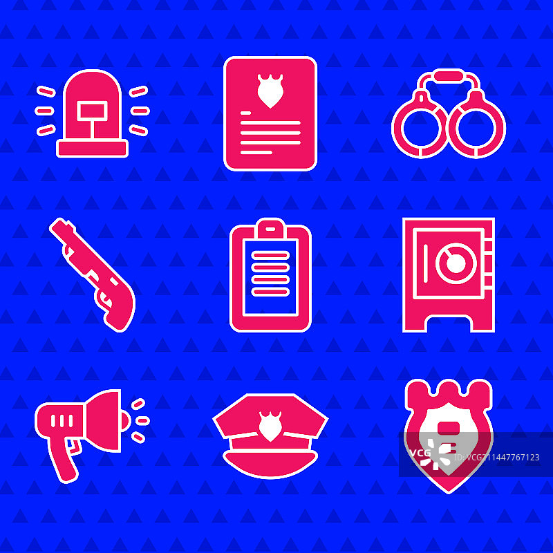 警用装备：警帽、警徽、保险箱图片素材