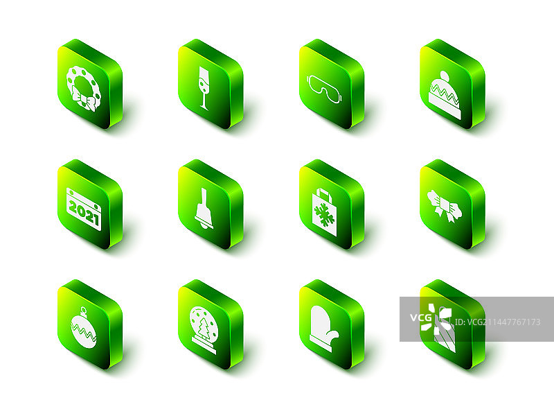 香槟酒杯、滑雪镜和冬季帽子套装图片素材