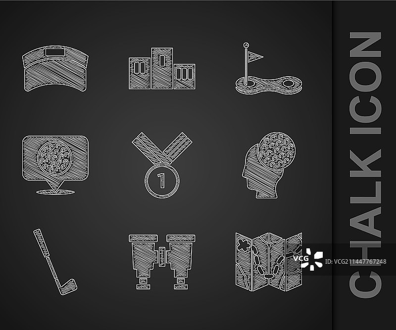 奖牌、高尔夫球望远镜与球场图片素材