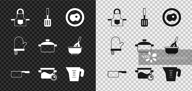 厨房围裙烧烤铲摊鸡蛋套装图片素材