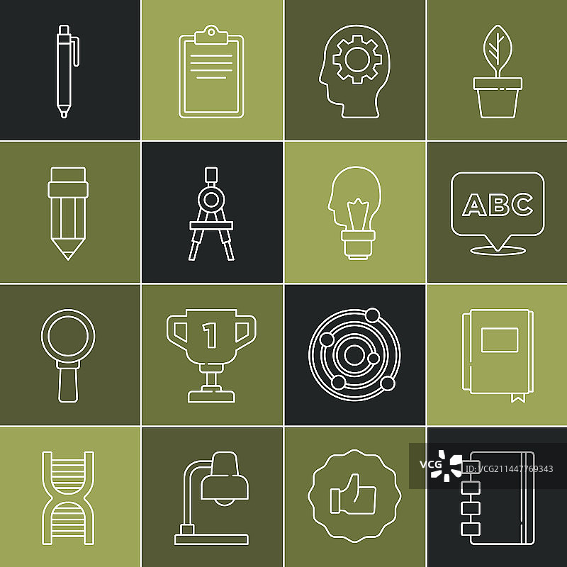 螺旋笔记本字母书本头部线条图片素材