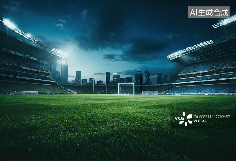 【AI数字艺术】现代足球场和足球场图片素材