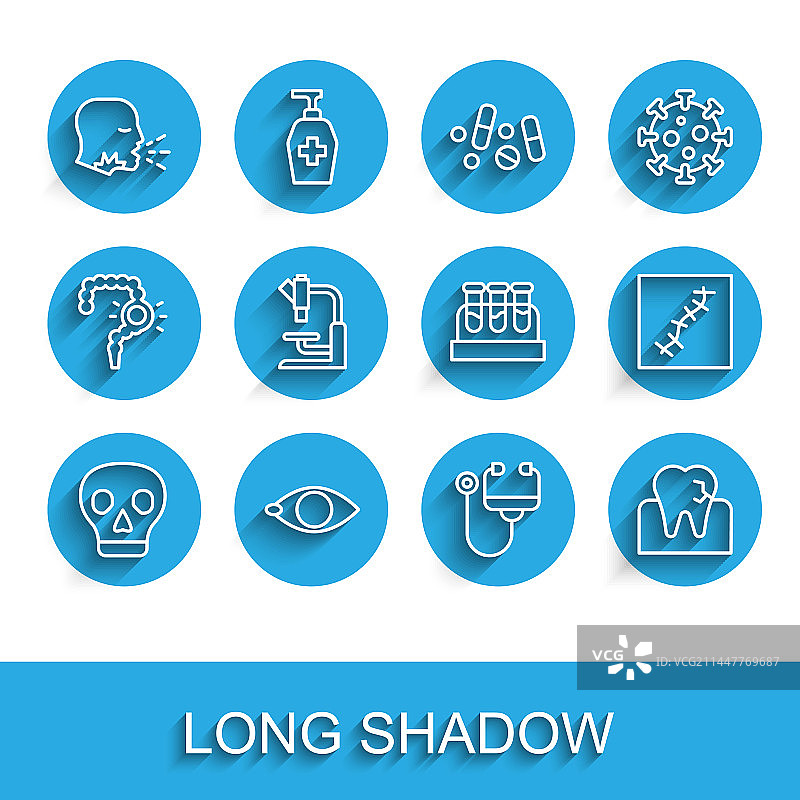 骷髅失明男子咳嗽线条图标图片素材