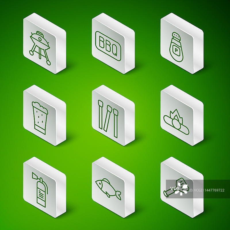 抹刀烤鱼烧烤架火柴线性组合图片素材