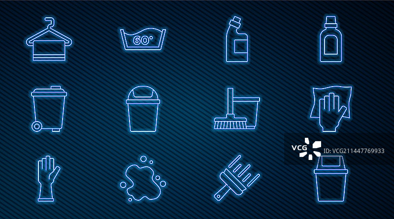 清洁服务垃圾桶瓶子线条图片素材