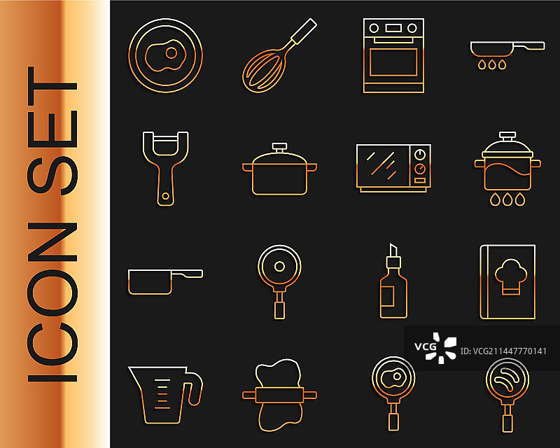 煎锅、食谱、煮锅、烤箱线条素材图片素材