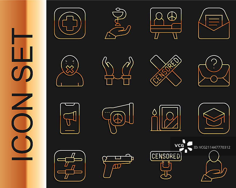 手持毕业帽人寿保险线条组合图片素材