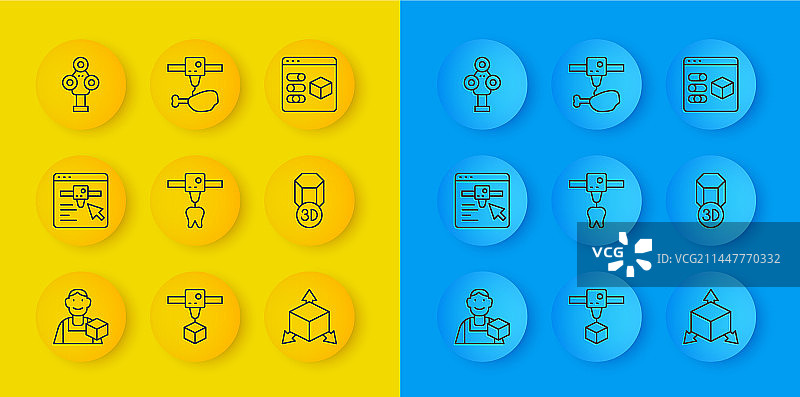 线条图案设计师与3D打印机设置图片素材