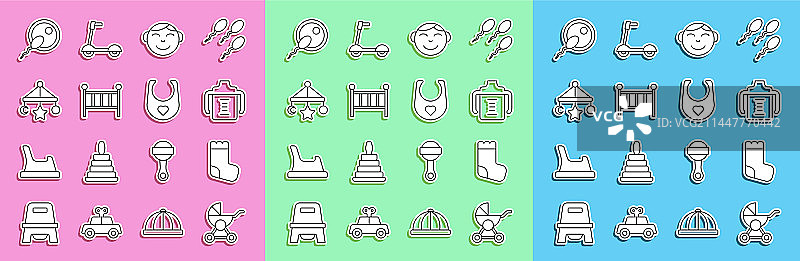 婴儿车袜子奶瓶男孩矢量素材图片素材