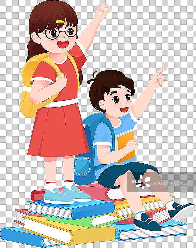 坐在数对上的一对男孩儿女孩儿图片素材