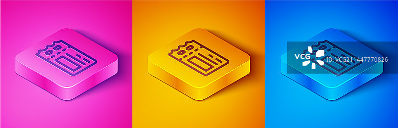 2.5D线条电影票图标图片素材