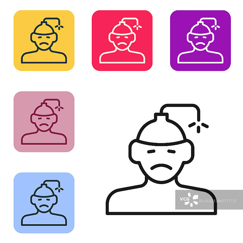 黑色线条脑震荡头痛眩晕图片素材