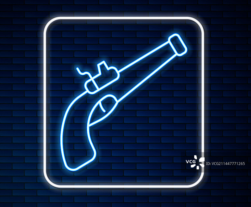 发光的霓虹灯线条复古手枪图标图片素材