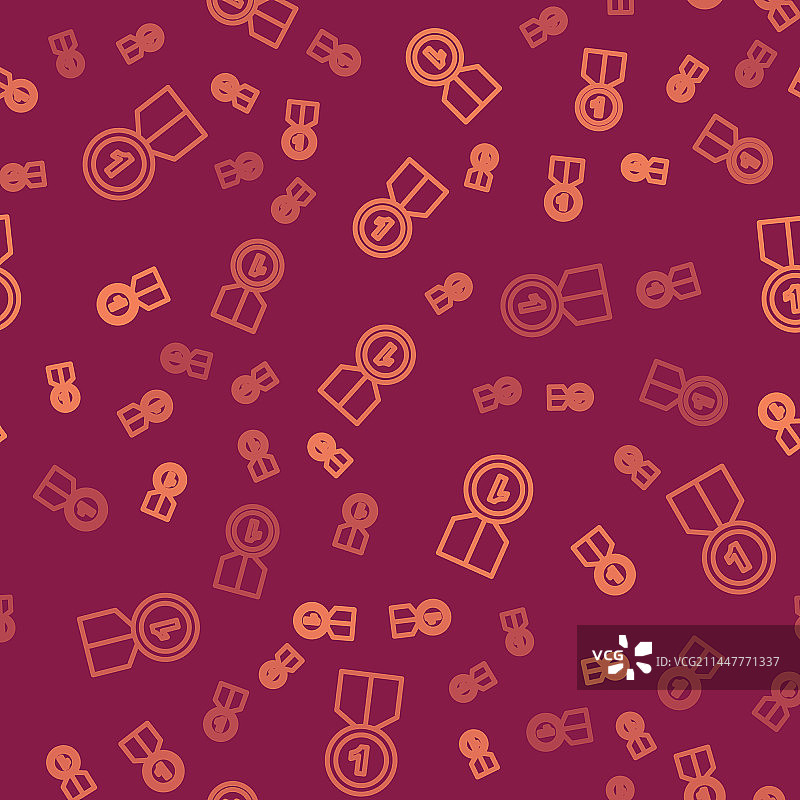 棕色线条金牌图标无缝图案图片素材