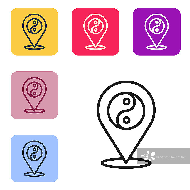 和谐与平衡的阴阳符号黑线图片素材