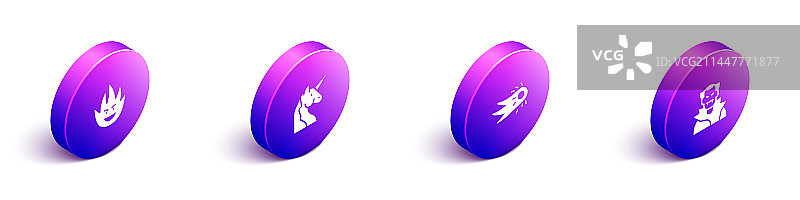 2.5D火焰独角兽与火球图片素材