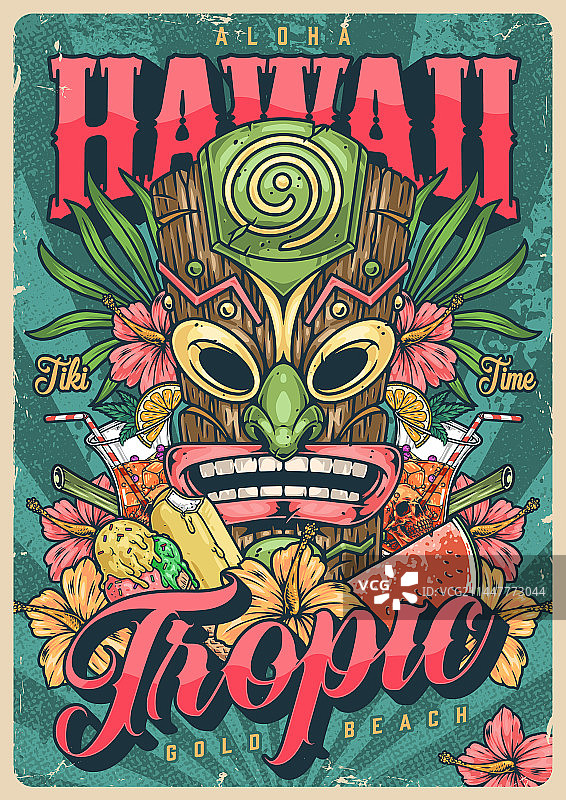 夏威夷热带美食彩色海报图片素材