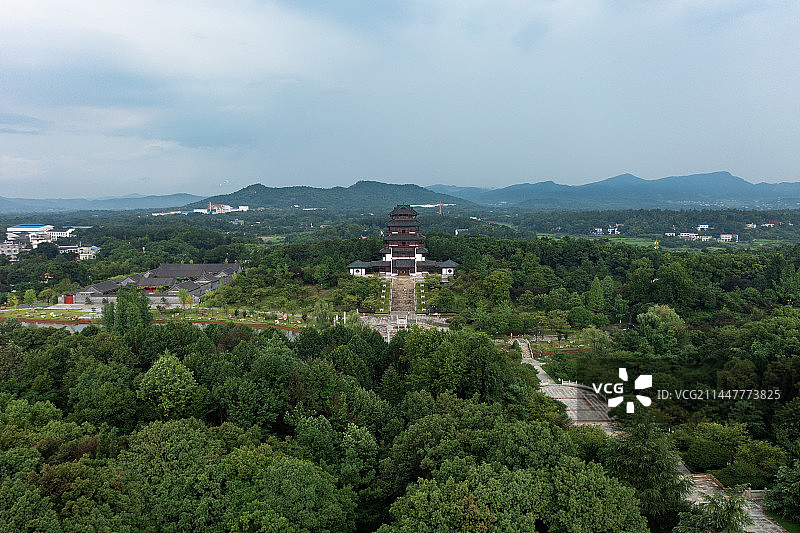 航拍湖南长沙宁乡花明楼刘少奇故居图片素材