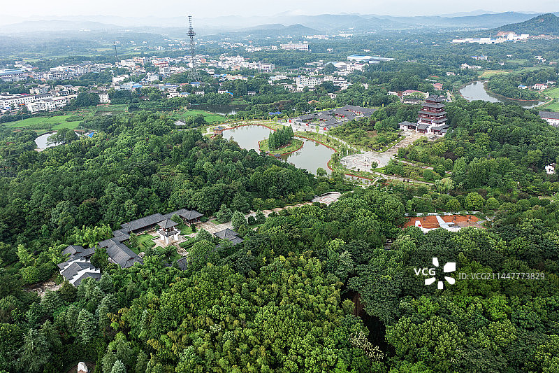 航拍湖南长沙宁乡花明楼刘少奇故居图片素材