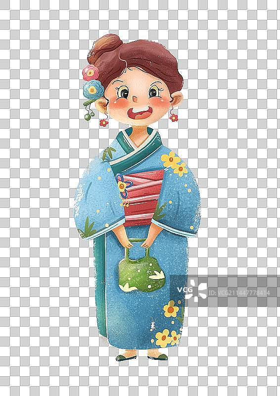 和服少女插画人物日式图片素材