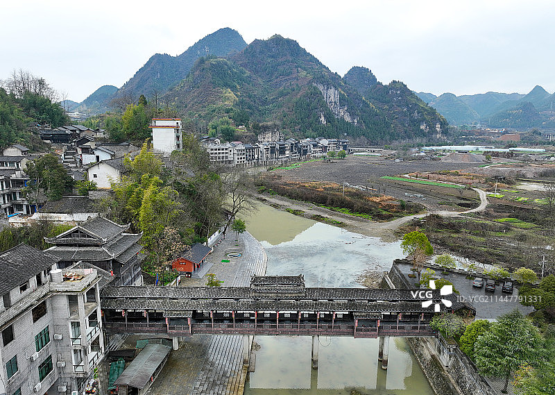 湖南省湘西州茶峒古镇边城景区航拍图片素材