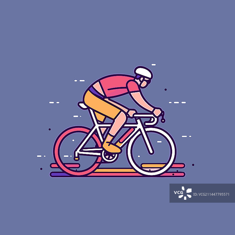 手绘涂鸦风格的公路自行车骑行者图片素材