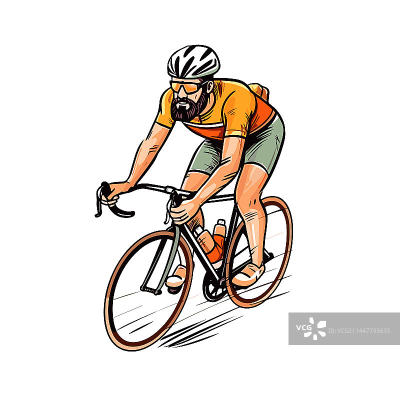 手绘涂鸦风格的公路自行车骑行者图片素材